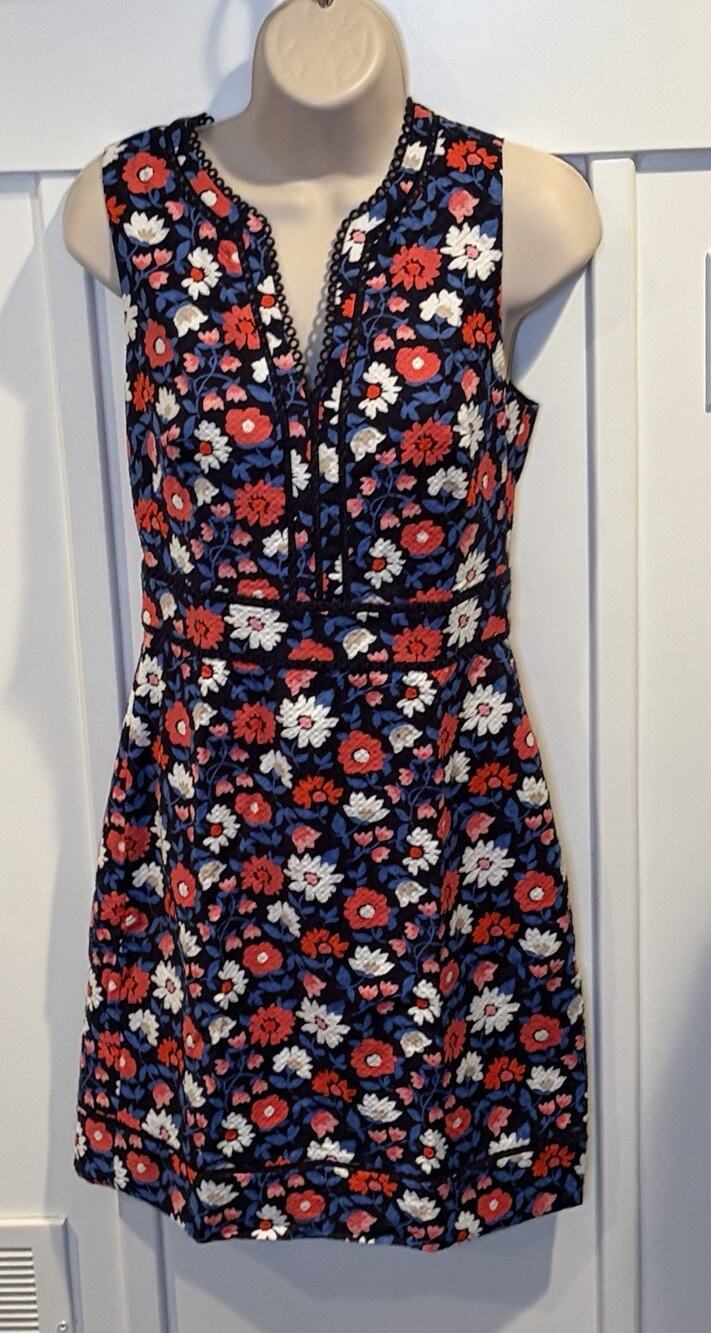 Kate Spade New York Floral Sheath Dress V-Neck Sleeveless Lace Lined Size 2